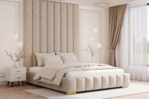 Łóżko Pablo z panelami do sufitu 200x200 ze stelażem